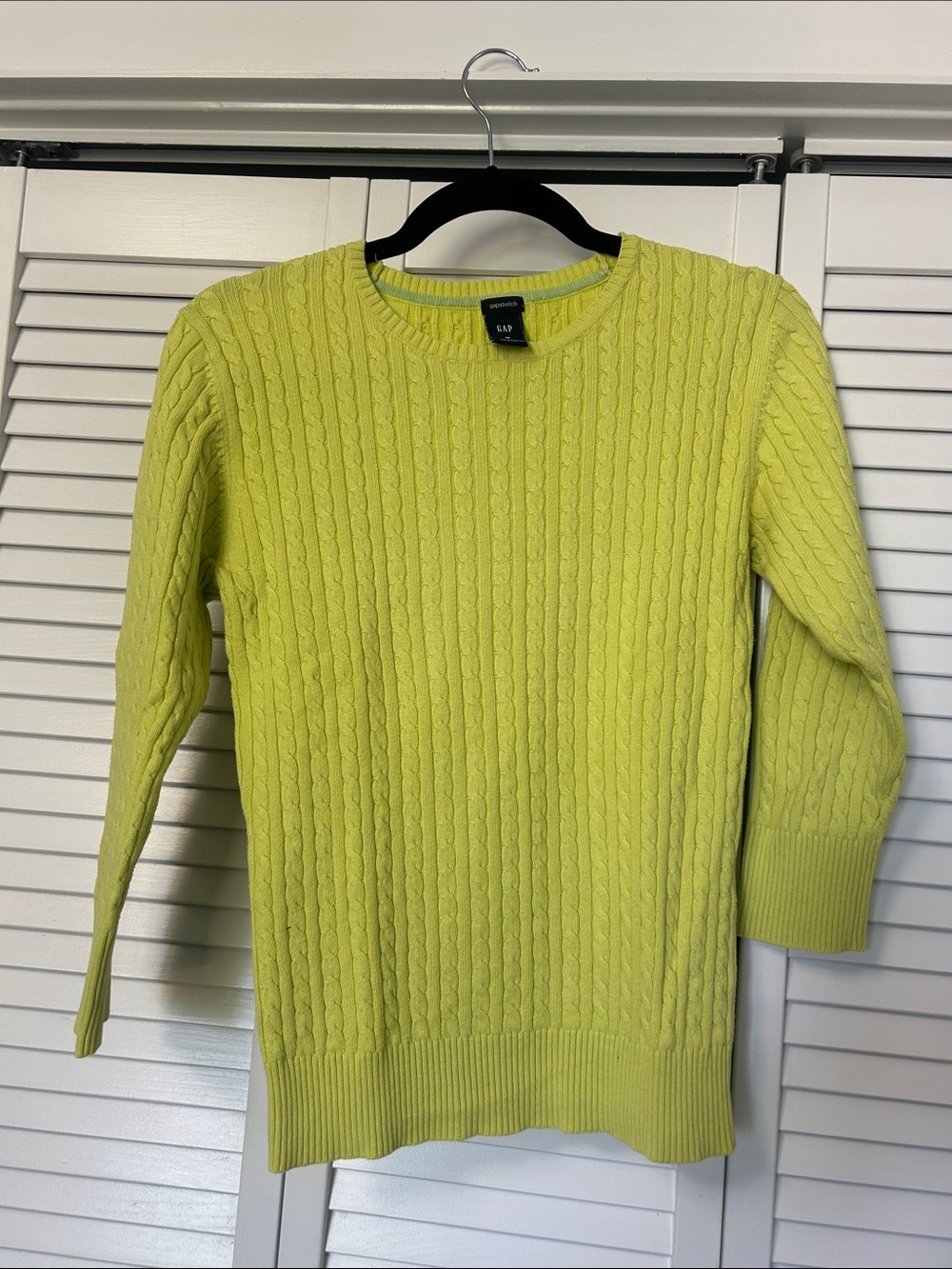 GAP Lime Cable-Knit Crewneck Sweater
